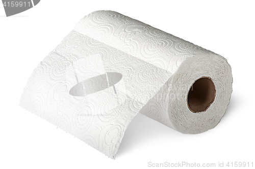 Image of Roll white paper towels horizontally unrolled