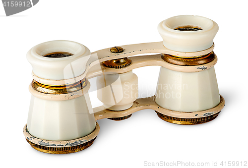 Image of Old vintage pair of opera glasses vertically