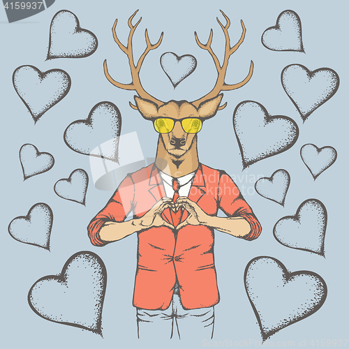 Image of Deer Valentine day vector concept