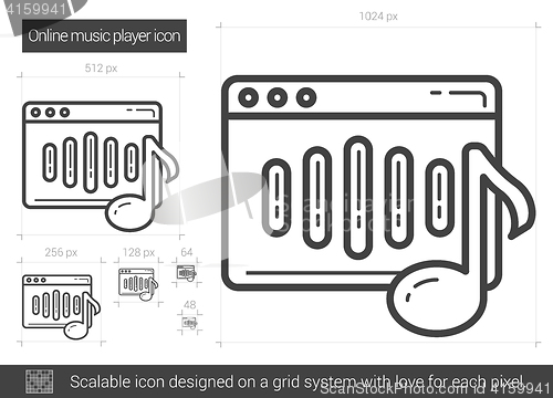 Image of Online music player line icon.