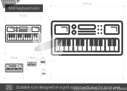 Image of Midi keyboard line icon.