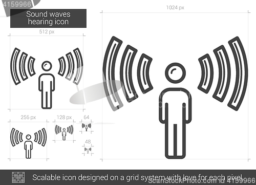 Image of Sound waves hearing line icon.