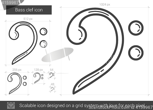 Image of Bass clef line icon.