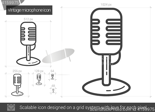 Image of Vintage microphone line icon.