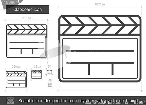 Image of Clapboard line icon.