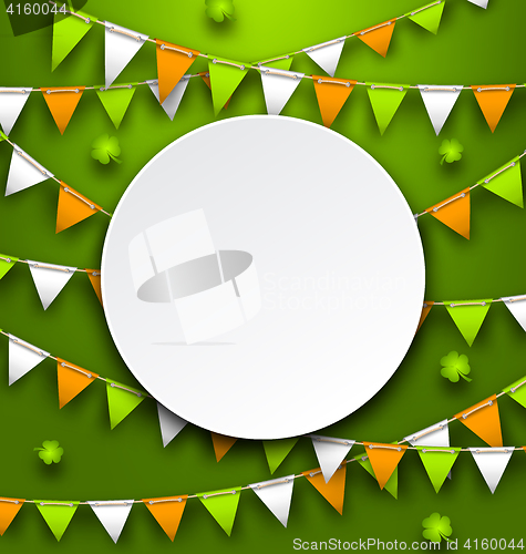Image of Clean Card with Party Bunting Pennants and Clovers for St. Patricks Day