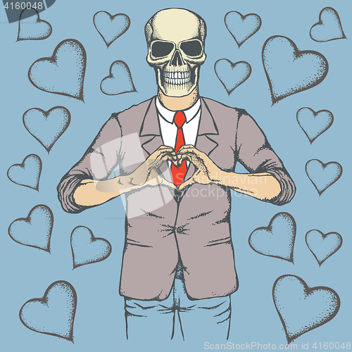 Image of Skull Valentine day vector concept