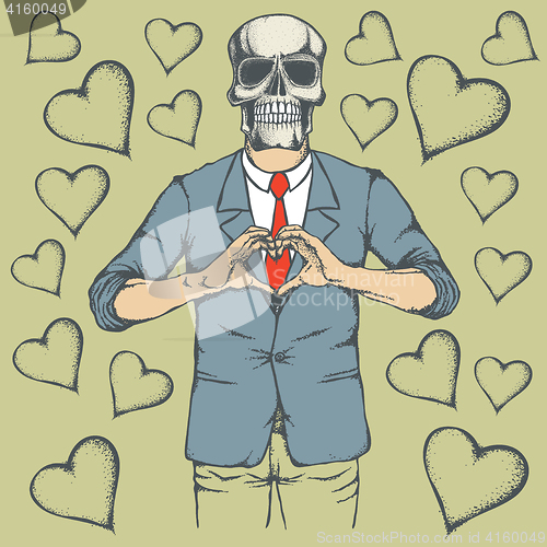 Image of Skull Valentine day vector concept