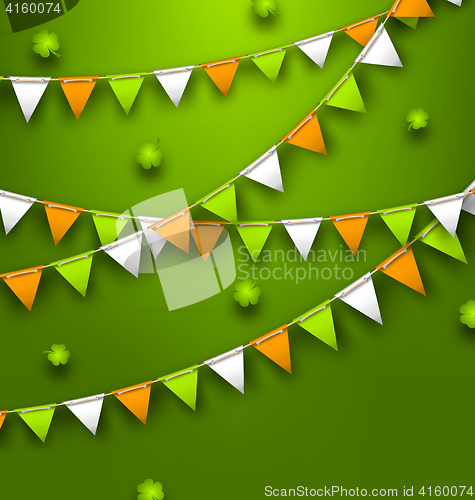 Image of Festive Flags with Clovers for Happy Saint Patricks Day