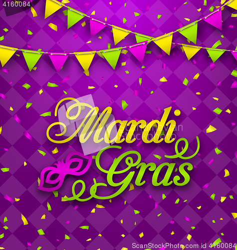 Image of Mardi Gras Lettering Background, Invitation for Fat Tuesday