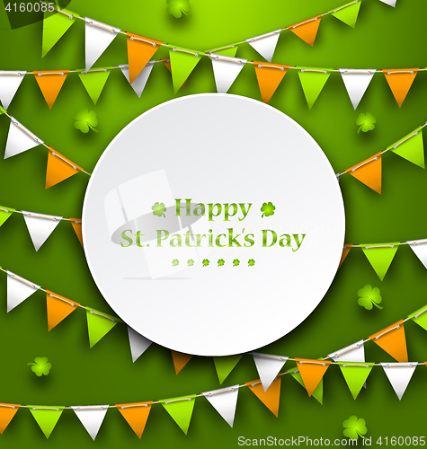 Image of Congratulation Card with Bunting Hanging Pennants in Irish Colors