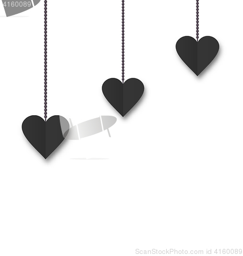 Image of Background of hearts hanging on strings - Valentine s Day