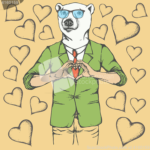 Image of Polar bear Valentine day vector concept