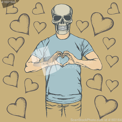 Image of Skull Valentine day vector concept