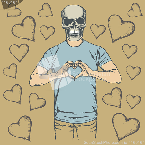 Image of Skull Valentine day vector concept