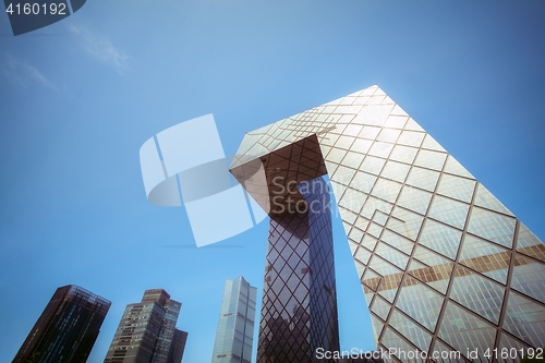 Image of Large skyscrapers under blue sky