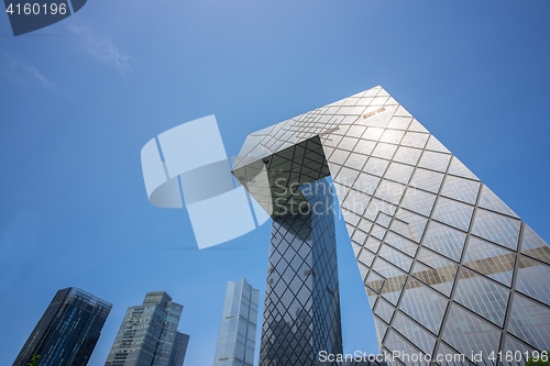Image of Large skyscrapers under blue sky