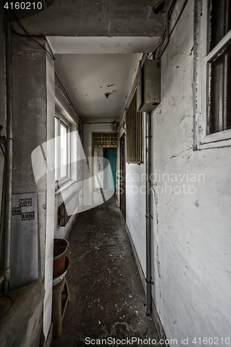 Image of Abandoned grungy corridor in building