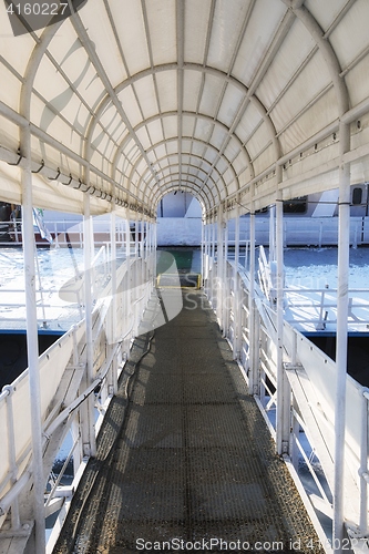 Image of Hallway of steel frames angle shot