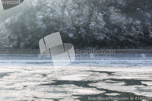 Image of Large Icebergs at Danube river