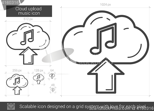Image of Cloud upload music line icon.