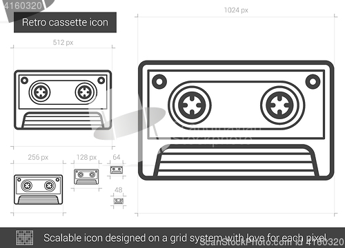 Image of Retro cassette line icon.