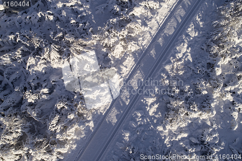 Image of Winter road aerial shot