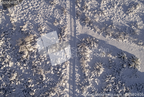 Image of Winter road aerial shot