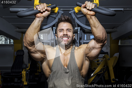 Image of handsome bearded bodybuilding man