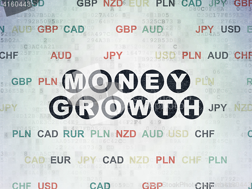 Image of Banking concept: Money Growth on Digital Data Paper background