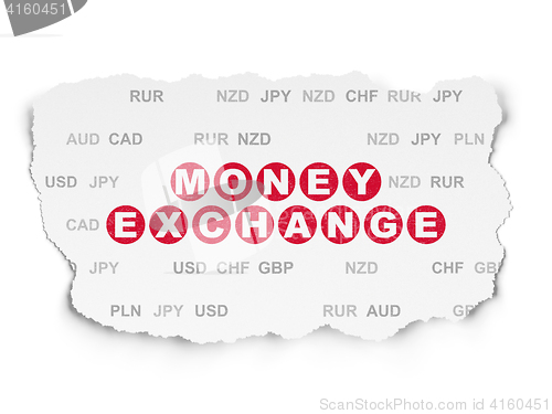 Image of Money concept: Money Exchange on Torn Paper background