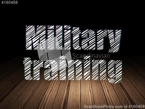 Image of Learning concept: Military Training in grunge dark room