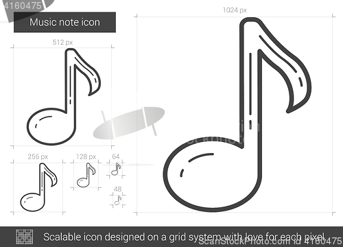 Image of Music note line icon.