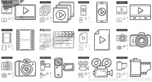 Image of Media line icon set.