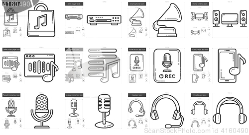 Image of Music line icon set.