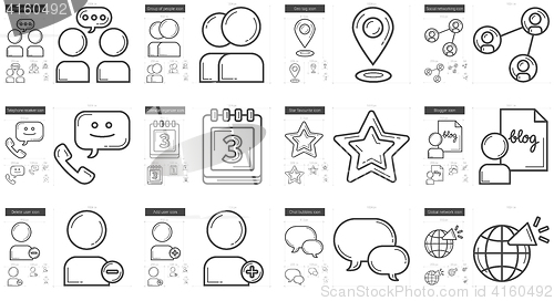 Image of Social media line icon set.