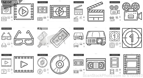 Image of Cinema line icon set.