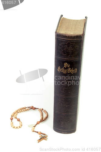 Image of Holy bible with rosary