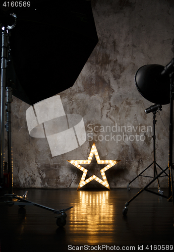 Image of Photography studio with lighting equipment