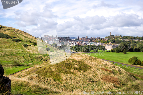 Image of Holyrood park and Edinburgh city, Scotland