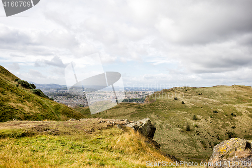 Image of Holyrood park and Edinburgh city, Scotland