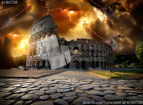 Image of Colosseum in thunderstorm