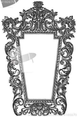 Image of Antique silver plated wooden frame Isolated on white background