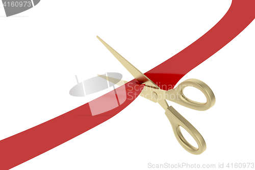 Image of Cutting red ribbon