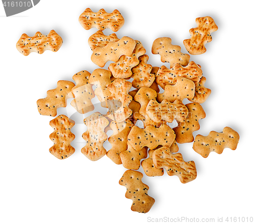 Image of Heap of crackers with poppy seeds top view