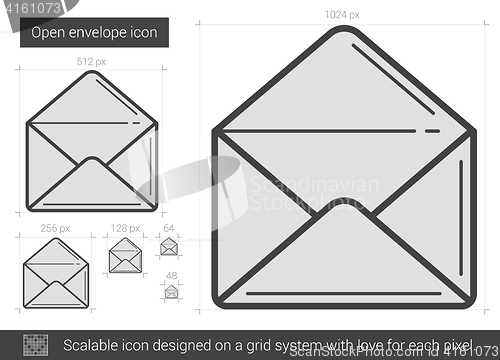 Image of Open envelope line icon.