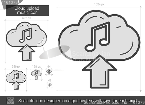 Image of Cloud upload music line icon.