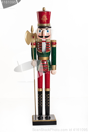 Image of Old Wooden Nutcracker On White