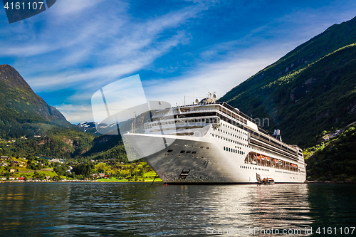 Image of Cruise Liners On Geiranger fjord, Norway