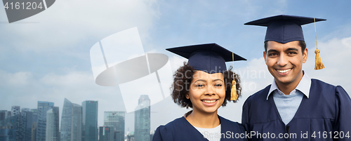 Image of students or bachelors in mortar boards over city